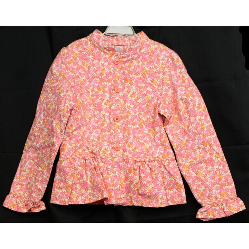 2006 Gymboree Freshly Picked Floral Jacket Ruffled Hem Cuffs Bows sz 10 Lightwei